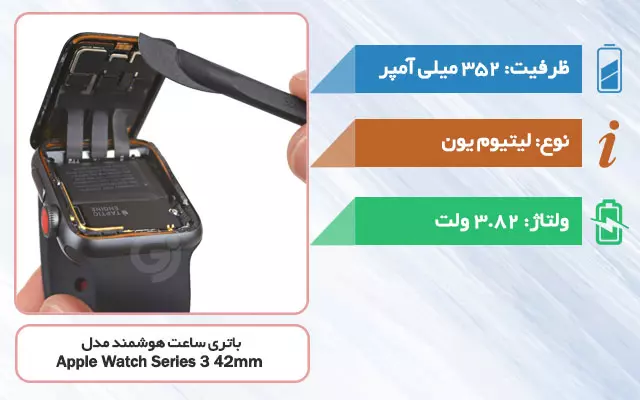 باتری ساعت هوشمند اپل واچ سری 3 42 میلی متری مدل A1850
