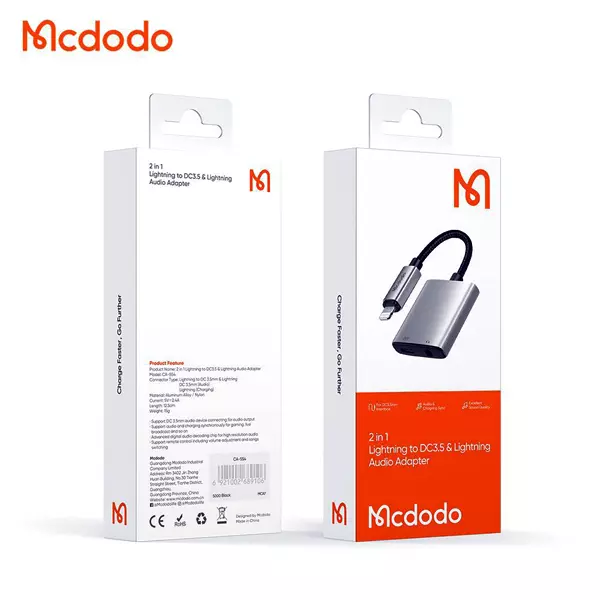 تبدیل لایتنینگ به جک 3.5 میلیمتری AUX+پورت لایتنینگ مک دودو مدل MCDODO CA-5540