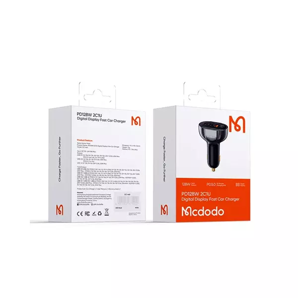 شارژر فندکی 128 وات مک دودو مدل PD128W 2C1U