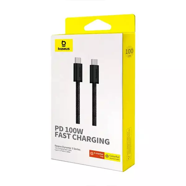 کابل تبدیل type-c به type-c باسئوس مدل Dynamic 3 series 100w طول ۱ متر
