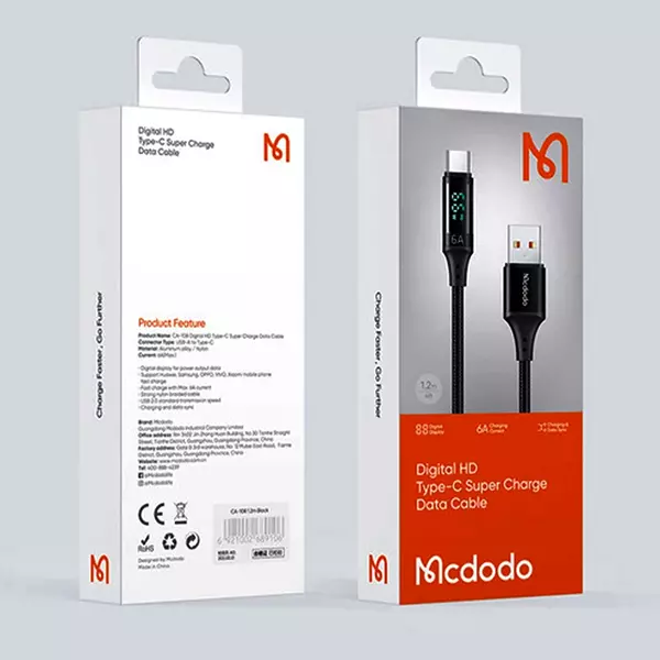 کابل تبدیل USB به USB-C مک دودو مدل CA-1080 طول 1.2 متر