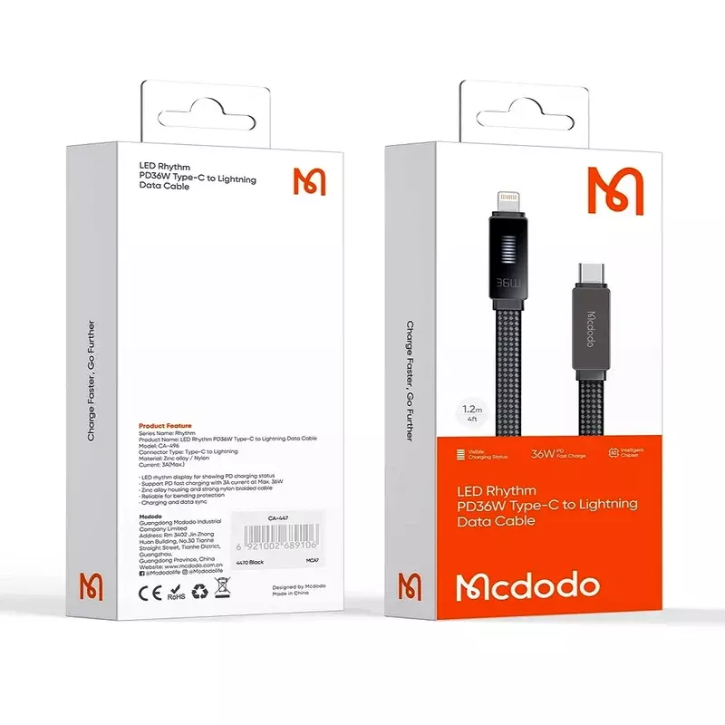 کابل تبدیل USB-C به لایتنینگ مک دودو مدل CA-496 طول 1.2 متر