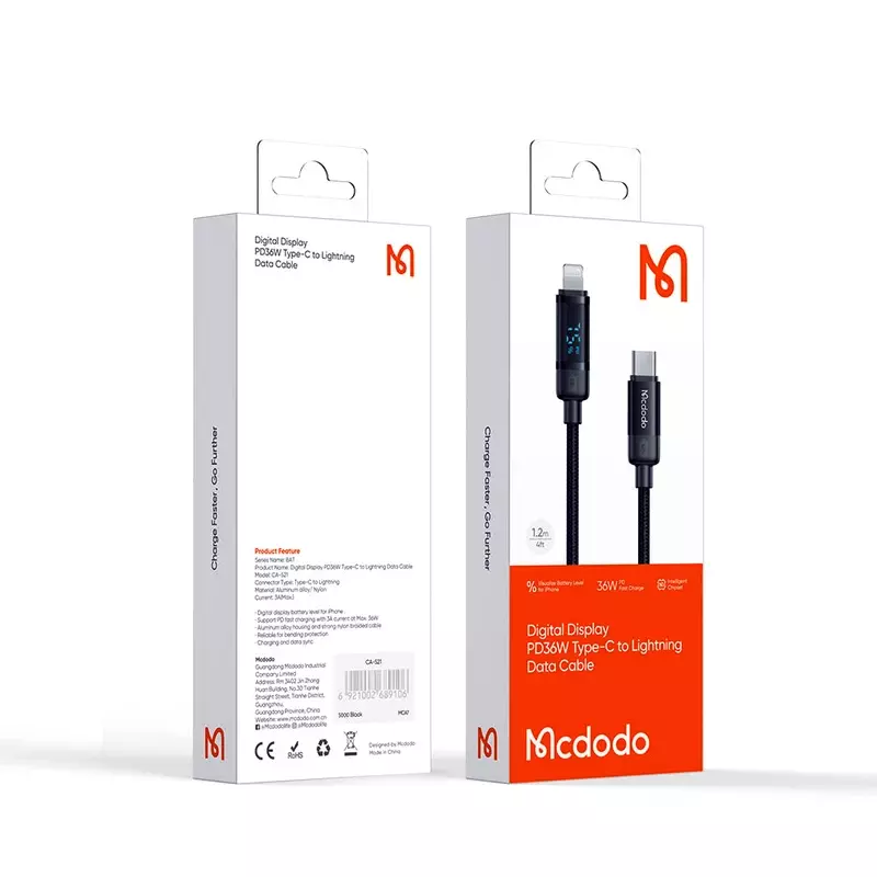 کابل USB-C به لایتنینگ مک دودو مدل CA-521 طول 1.2 متر