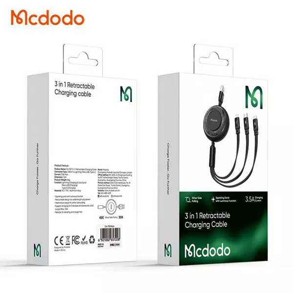 کابل شارژ سه سر 3.5 آمپر مک دودو مدل CA-3570