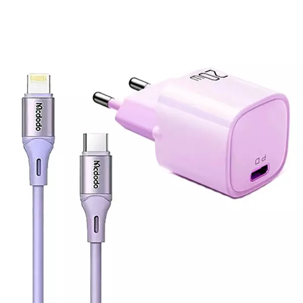 شارژر دیواری 20 وات مک دودو مدل CH-404 به همراه کابل لایتنینگ