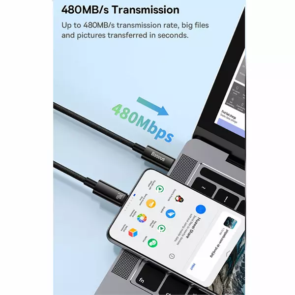 کابل تایپ سی به تایپ سی 240 وات 2 متری بیسوس مدل CAWJ040101