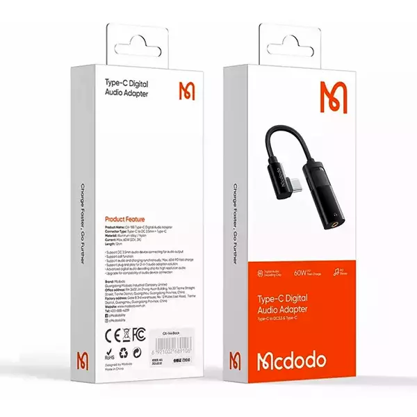 مبدل USB-C به جک 3.5 میلیمتری و USB-C مک دودو مدل CA-1880