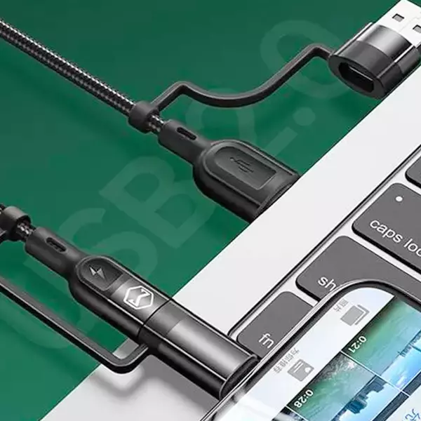 کابل ۴ سر لایتنینگ و تایپ سی مک دودو مدل CA-8070 طول 1.2 متر