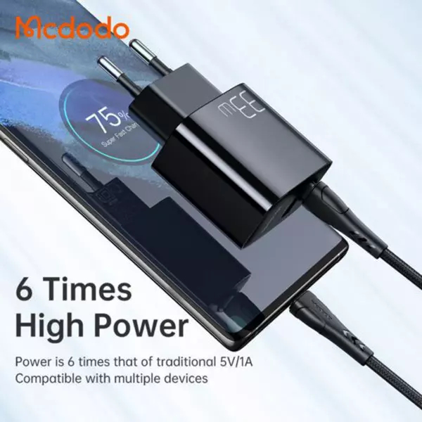 شارژر دیواری مک دودو مدل CH-0922 به همراه کابل تبدیل USB-C