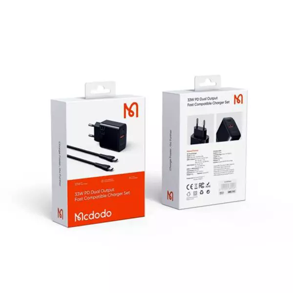 شارژر دیواری مک دودو مدل CH-0922 به همراه کابل تبدیل USB-C