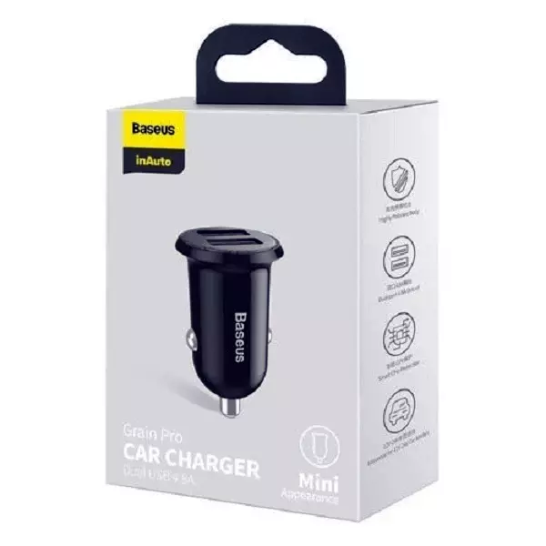 شارژر فندکی 24 وات بیسوس Grain Pro مدل CCALLP