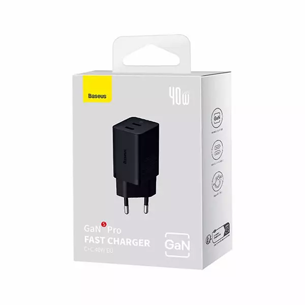شارژر دیواری 40 وات بیسوس GAN5 Pro مدل CCGP180101