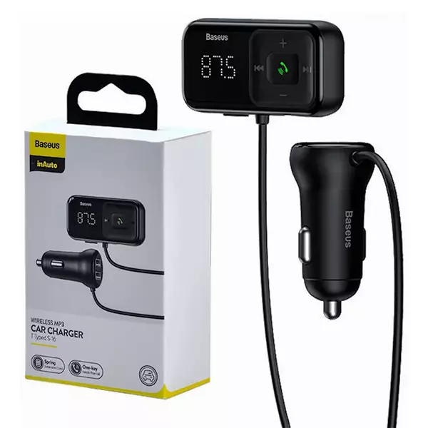 شارژر فندکی و گیرنده صوتی بلوتوثی بیسوس T Shaped S-16 MP3 Playerمدل CCMT000201