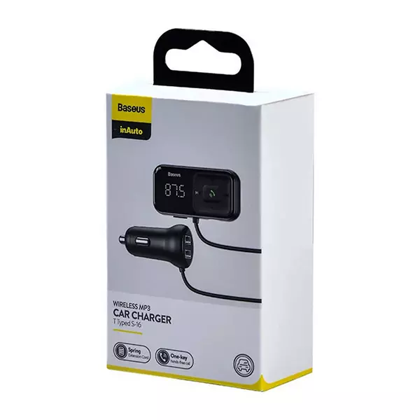 شارژر فندکی و گیرنده صوتی بلوتوثی بیسوس T Shaped S-16 MP3 Playerمدل CCMT000201