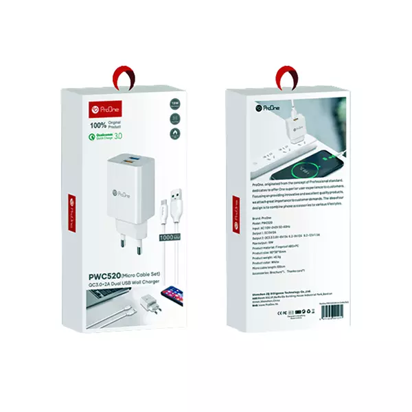شارژر دیواری پرووان مدل PWC520 به همراه کابل تبدیل Type-c