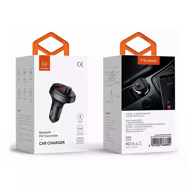 شارژر فندکی فست شارژ و گیرنده بلوتوثی مک دودو مدل CC-688