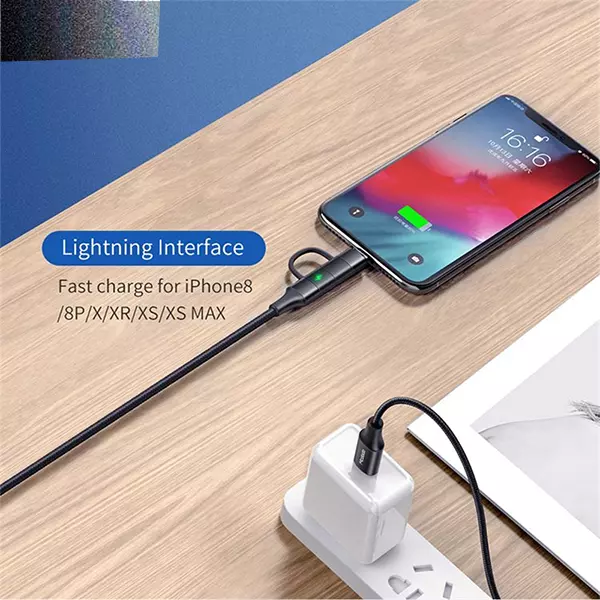 کابل تبدیل USB-C به لایتنینگ/USB-C مک دودو مدل CA-7120 طول 1.2 متر
