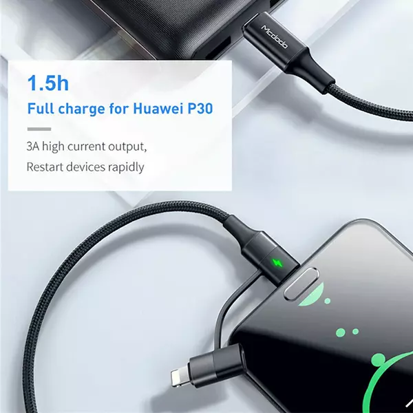 کابل تبدیل USB-C به لایتنینگ/USB-C مک دودو مدل CA-7120 طول 1.2 متر
