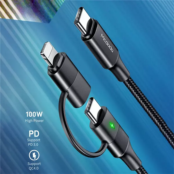کابل تبدیل USB-C به لایتنینگ/USB-C مک دودو مدل CA-7120 طول 1.2 متر