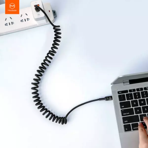 کابل شارژ فنری تایپ سی به تایپ سی 60 وات مک دودو مدل CA-7860 طول 1.8 متر