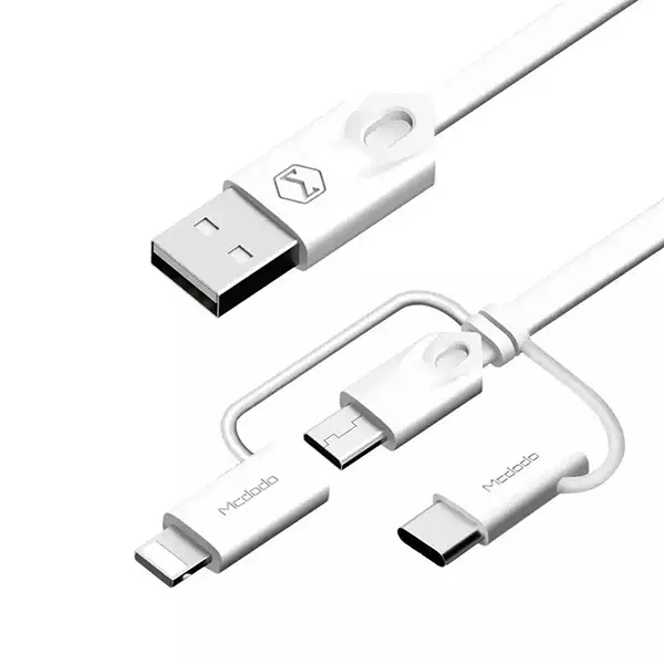 کابل تبدیل USB به microUSB / لایتنینگ / USB-C مک دودو مدل CA-1090 طول 1 متر