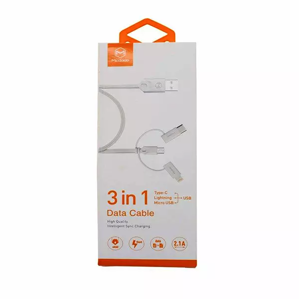 کابل تبدیل USB به microUSB / لایتنینگ / USB-C مک دودو مدل CA-1090 طول 1 متر