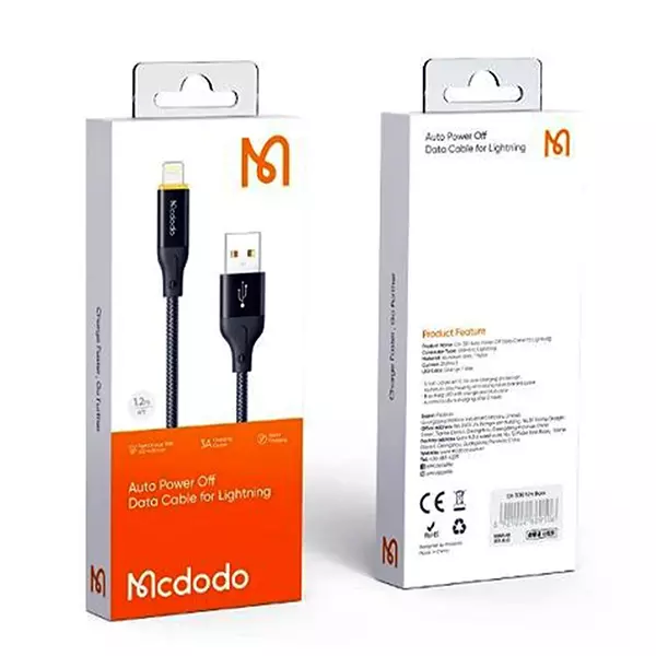 کابل شارژ قطع کن دار لایتنینگ 1.2 متر مک دودو مدل CA-3010