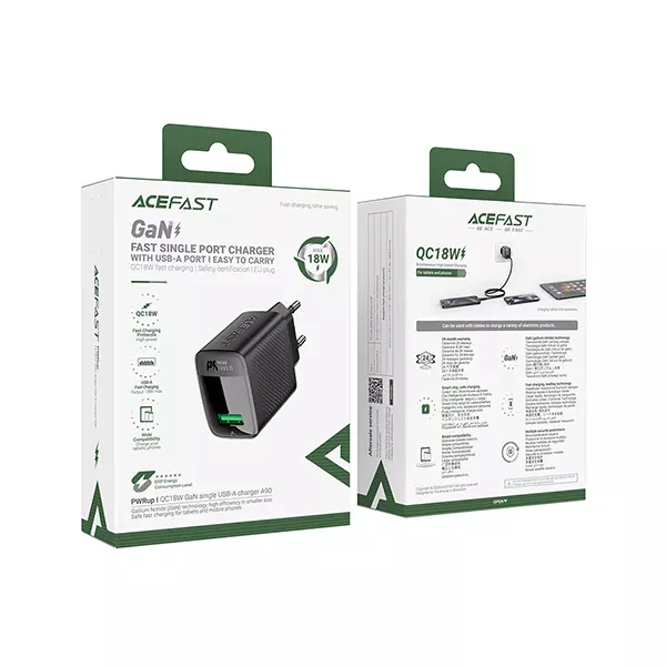 شارژر دیواری ایس فست A90 QC18W همراه با کابل