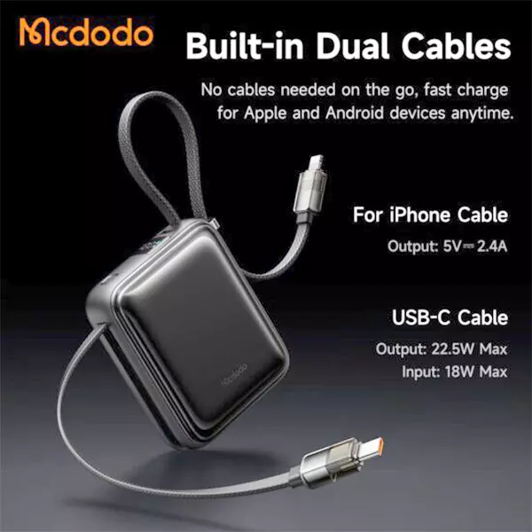 پاوربانک ۱0000 میلی آمپر مک دودو مدل MC-2550
