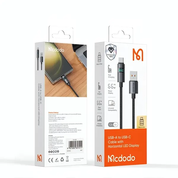 کابل تبدیل USB-A به تایپ سی مک دودو مدل CA-6520 طول 1.2 متر