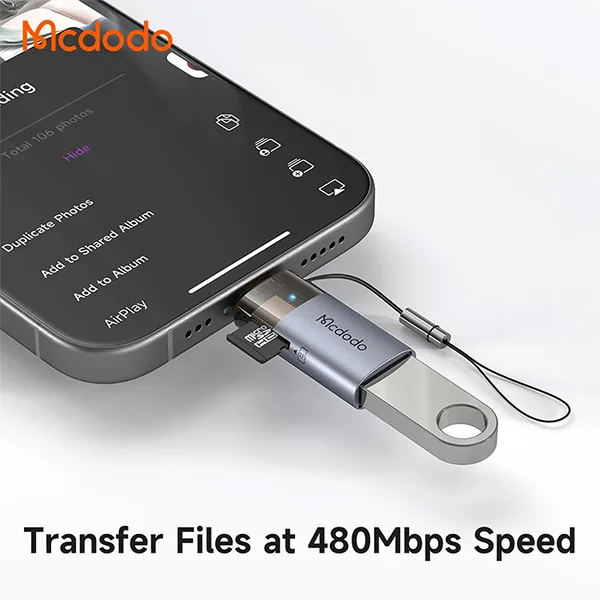 مبدل OTG یو اس بی به لایتنینگ و کارتخوان میکرواسدی مک دودو مدل OT-7850
