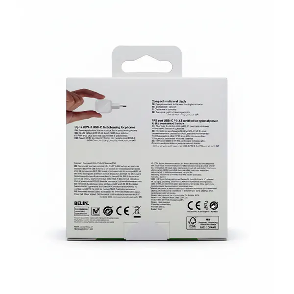 شارژر دیواری 20 وات USB-C بلکین مدل wca009kq