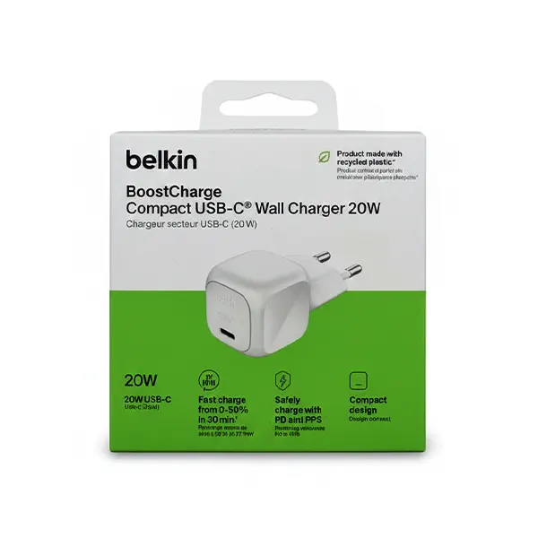 شارژر دیواری 20 وات USB-C بلکین مدل wca009kq