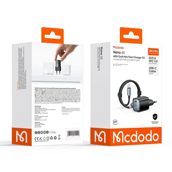 شارژر دیواری 65 وات مک دودو مدل CH-826 به همراه کابل USB-C